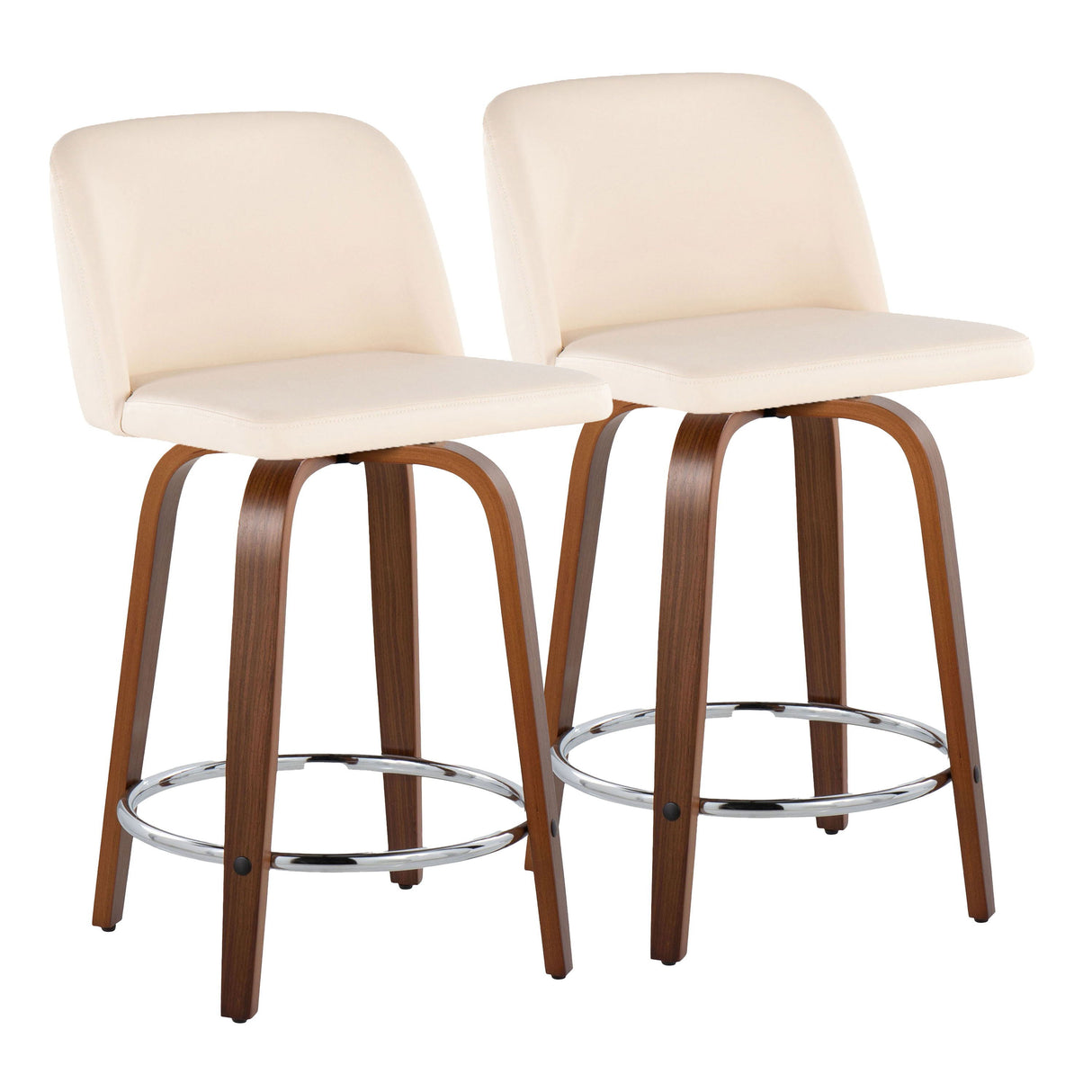 Toriano - Mid Century Modern Fixed Height Counter Stool With Swivel With Round Footrest (Set of 2) by Couch.com