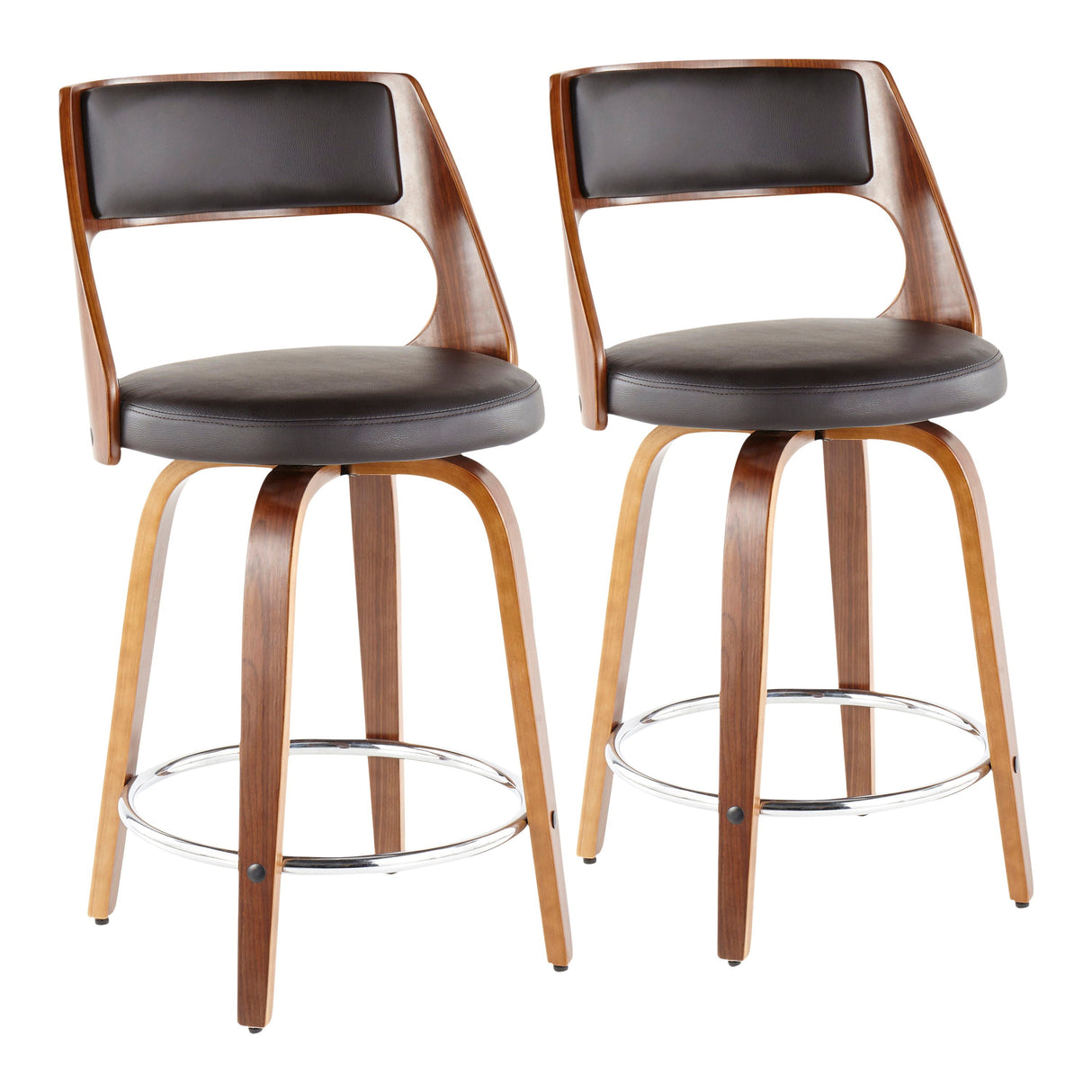 Cecina - Mid-Century Modern Fixed Height Counter Stool With Swivel And Round Footrest (Set of 2) by Couch.com