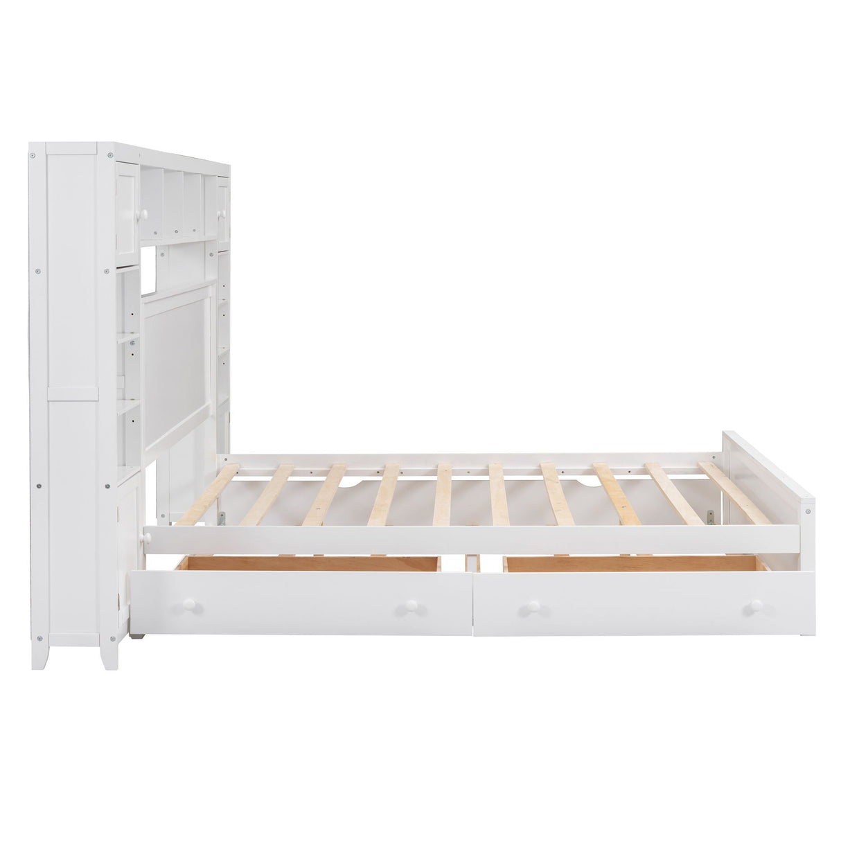 Bed With All In One Cabinet, Shelf And Sockets, Twin Long Trundle by Couch.com