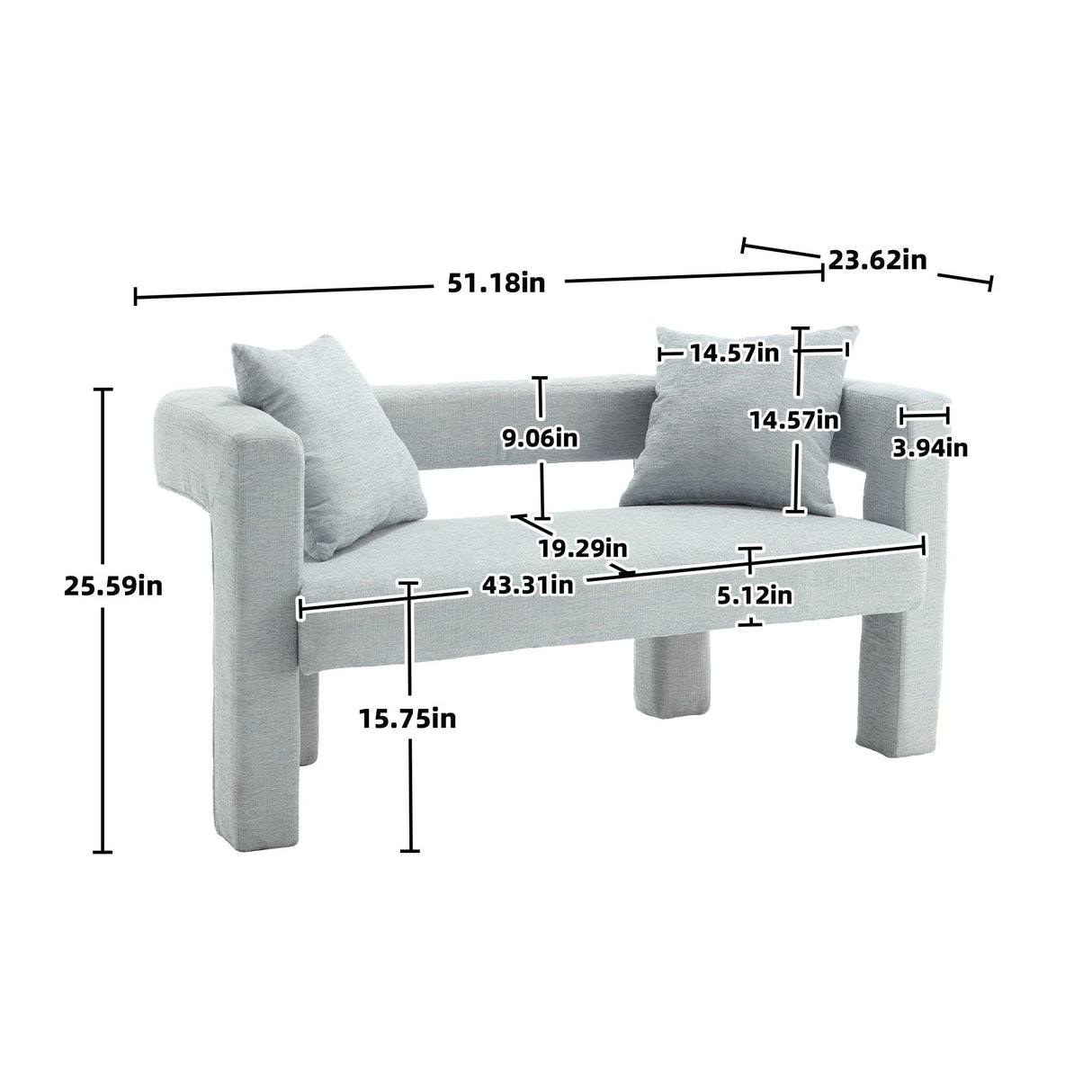 Modern Chenille Loveseat Sofa, Comfy Upholstered 2 Seater by Couch.com
