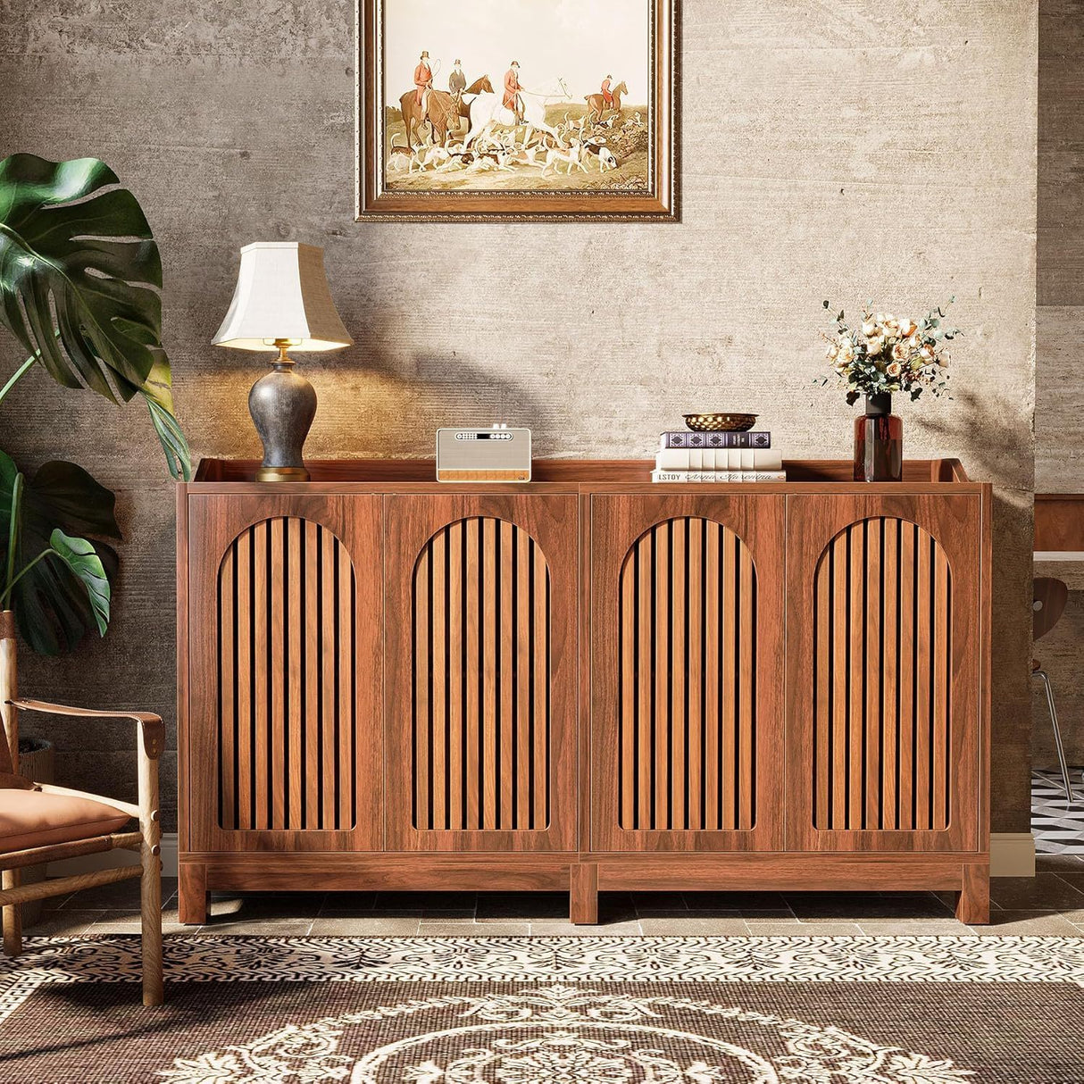 Sideboard Buffet Cabinet With 4 Doors & Shelves