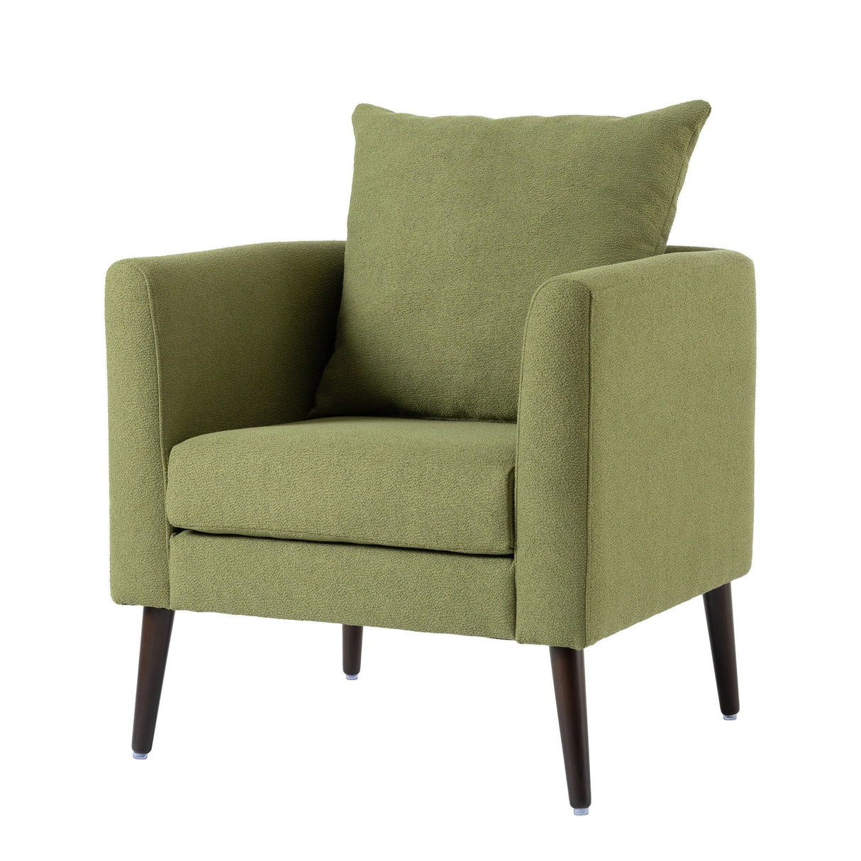 Barrel Chair, Modern Accent Chair, Fabric Armchair Club Chair, Upholstered Arm Chair With Solid Wood Legs, Waist Pillow, Padded Single Chair For Living Room / Bedroom / Study / Waiting Room - Olive Green by Couch.com