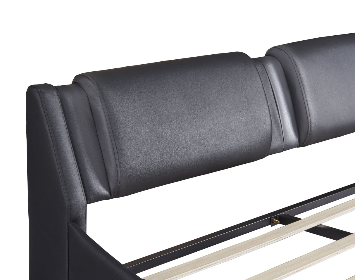 Upholstered Platform Bed With LED Light, Frame Slatted by Couch.com