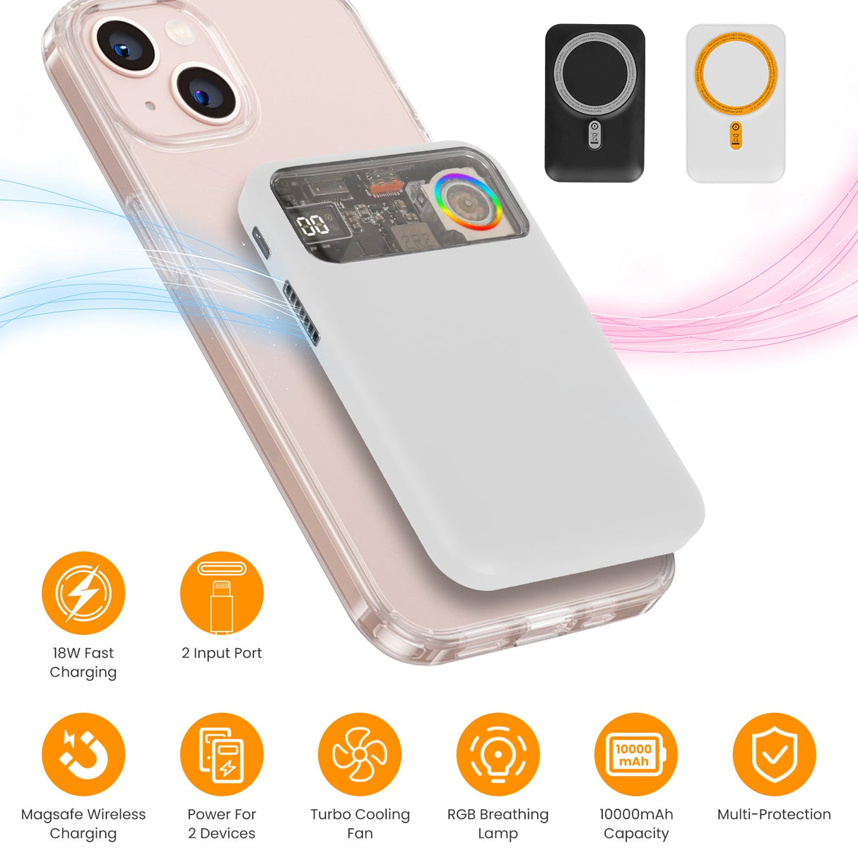 Magsafe Wireless Power Bank 10000mAh Magnetic Portable 18W Fast Charger Fit for IOS Phone 15/14/13/12 Series and More by DirectDeals