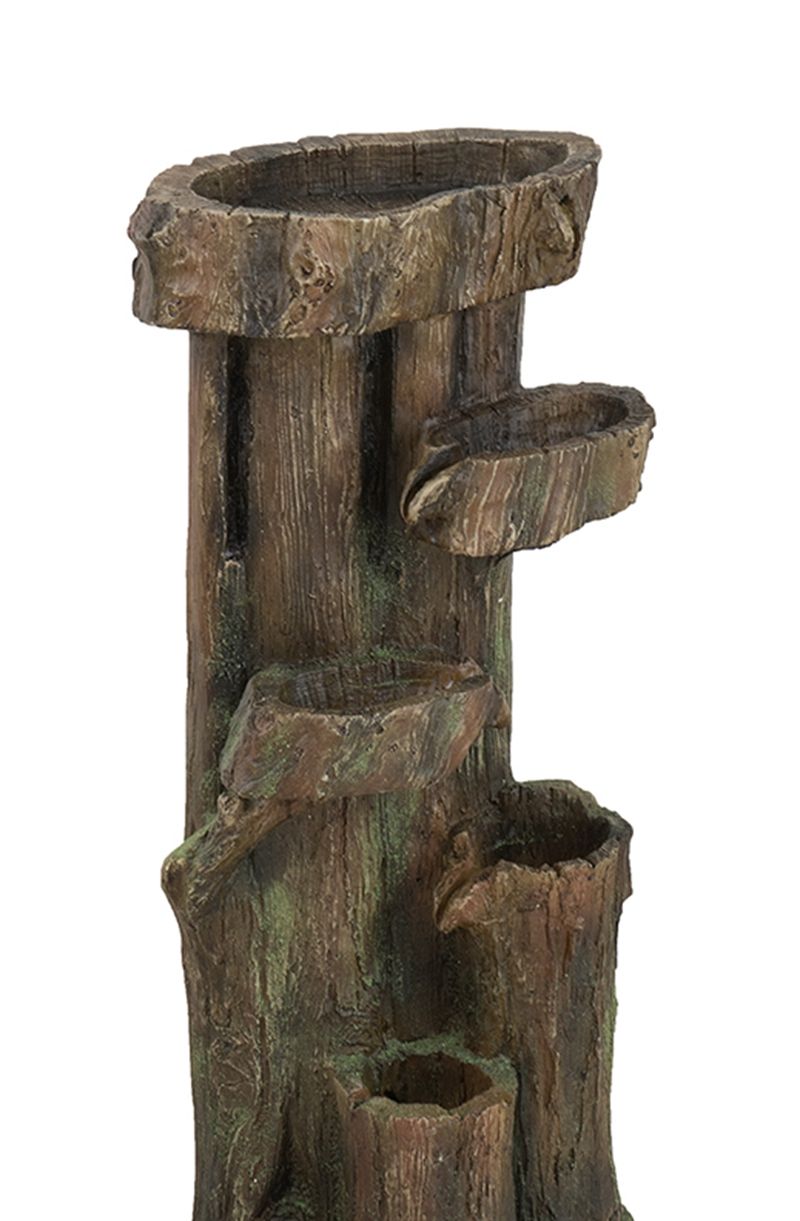 Rustic Decorative Tree Trunk 5 Tier Water Fountain, With Light And Pump, For Indoor And Outdoor - Brown by Couch.com