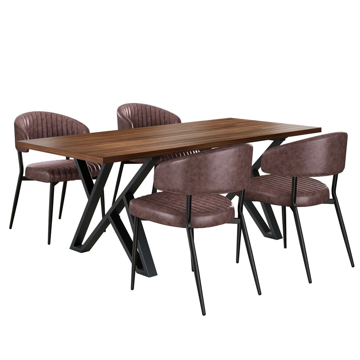 5 Pieces Modern Faux Leather And Metal Dining Set by Couch.com