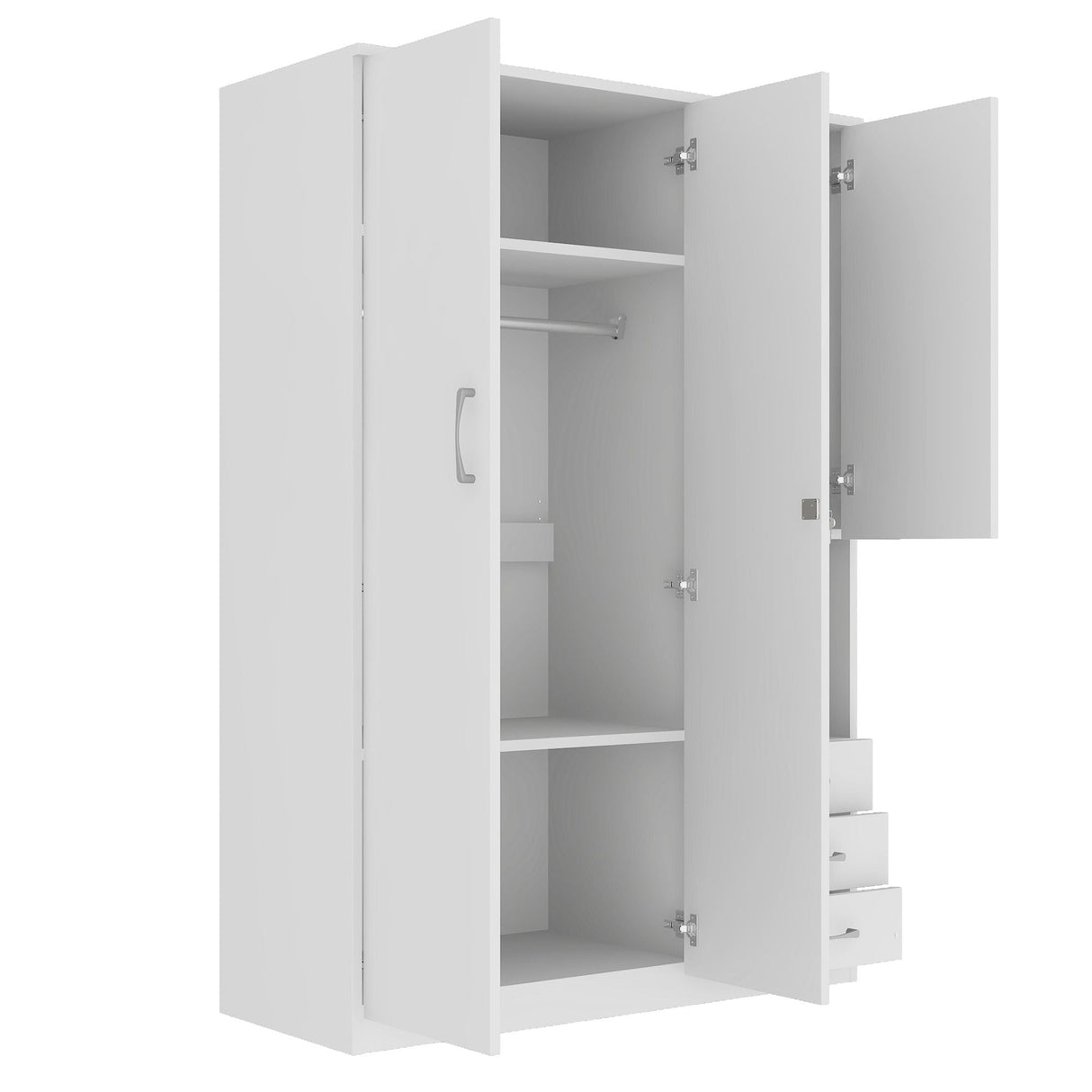 2 Doors Wardrobe Storage For Bedroom With Shelves And 3 Drawers by Couch.com