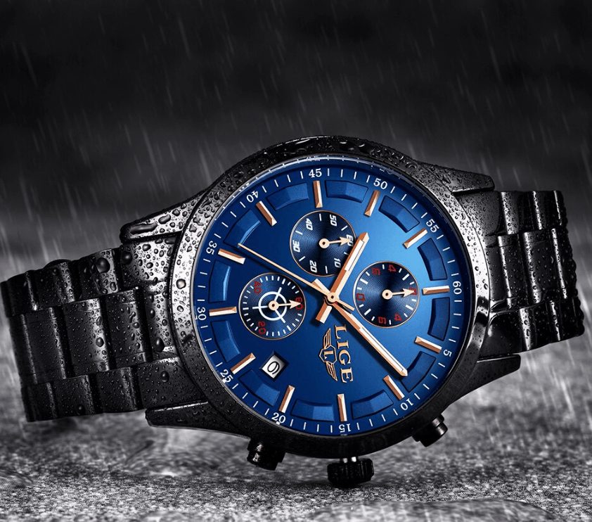 Men's Waterproof Watch With Chronometers And Date Display Unique Design Perfect Gift