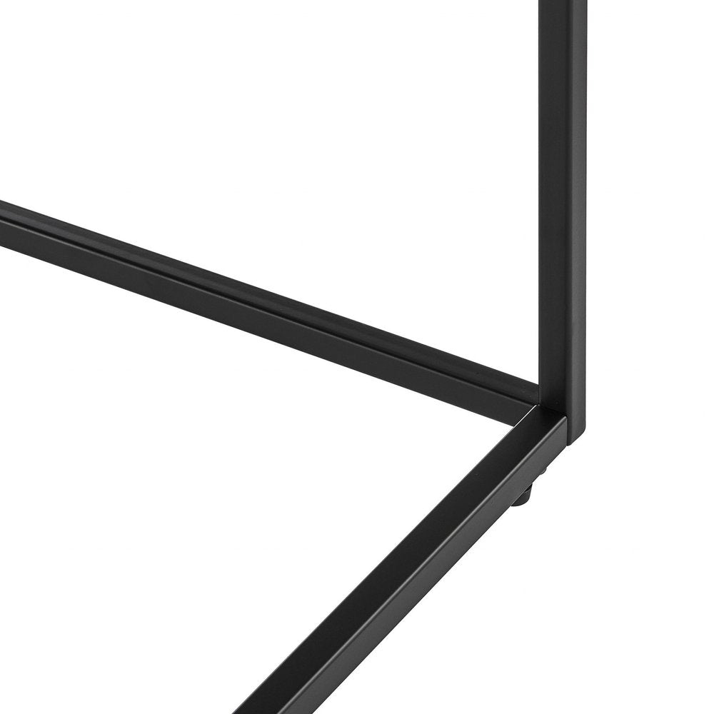 35" Black Wood and Steel Frame Console Table