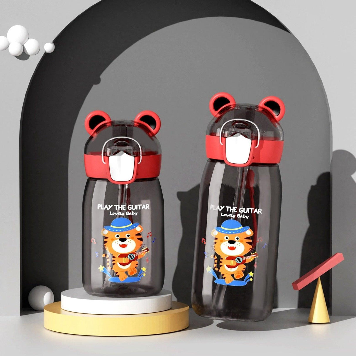400ml/550ml High Quality Material Kids Water Bottle With Straw Leak-Proof BPA Free Durable Plastic Drinking Bottle Cute Water Bottle with Sipper, Water Bottle for Kids Sipper Bottle for Kids - Anti-Leak Cartoon Kids Water Bottle for Kids