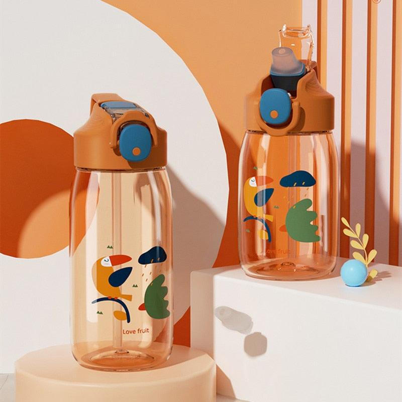 400ml/550ml High Quality Material Kids Water Bottle With Straw Leak-Proof BPA Free Durable Plastic Drinking Bottle Cute Water Bottle with Sipper, Water Bottle for Kids Sipper Bottle for Kids - Anti-Leak Cartoon Kids Water Bottle for Kids