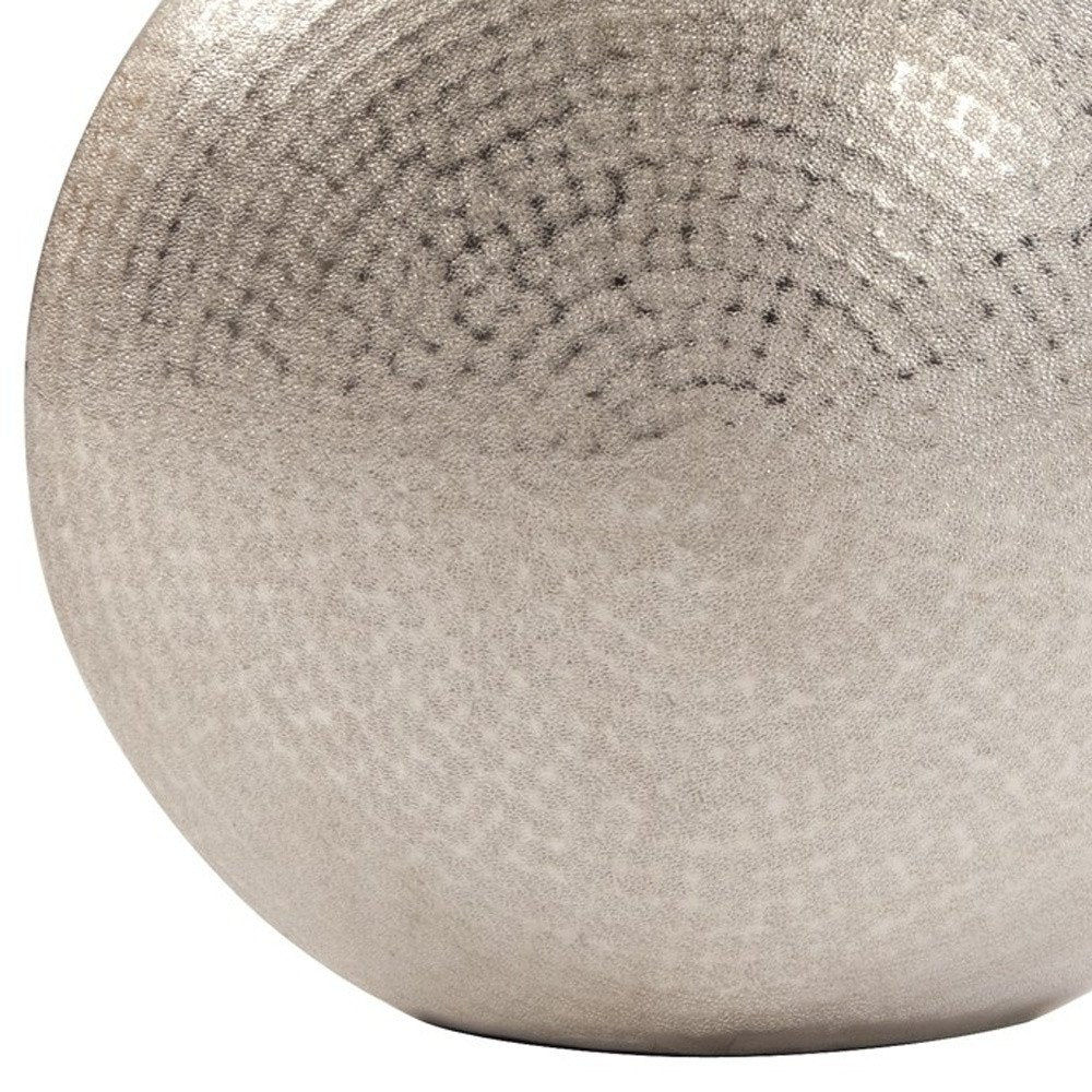 14" Silver Hammered Round Aluminum Table Vase