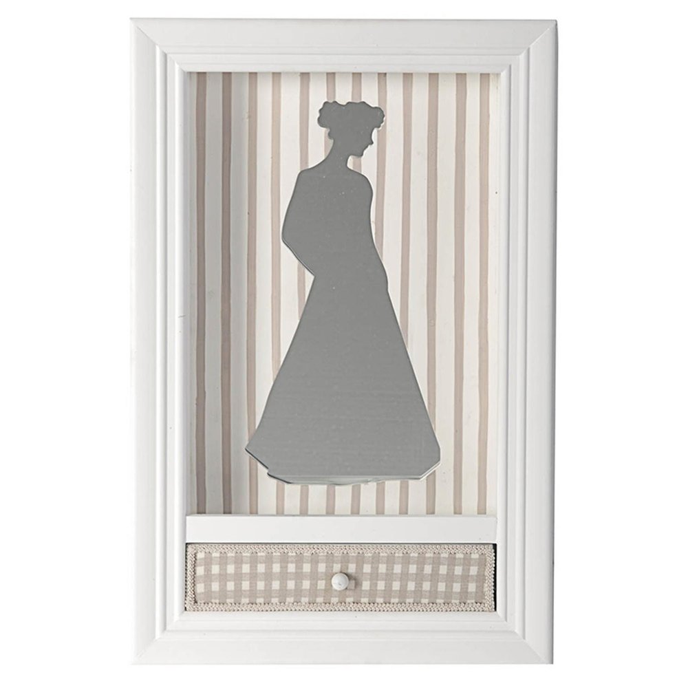 19" X 12" White Glass And Wood Mother Framed Art