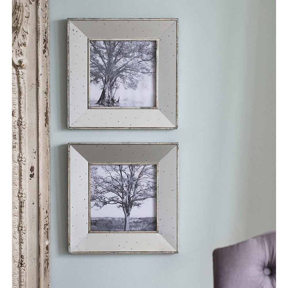 Set of Two Gray Square Framed Art