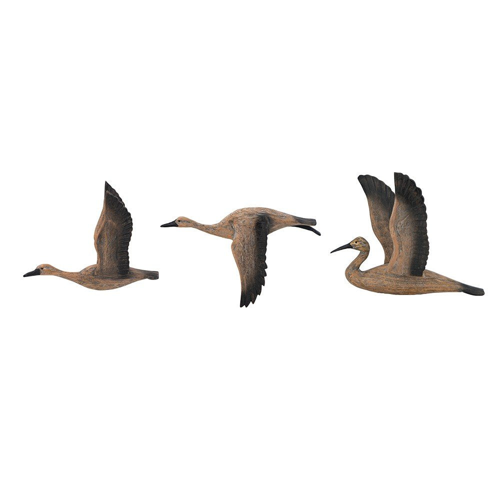 Set of Three Brown Wood Novelty Hanging Dimensional Sculpture