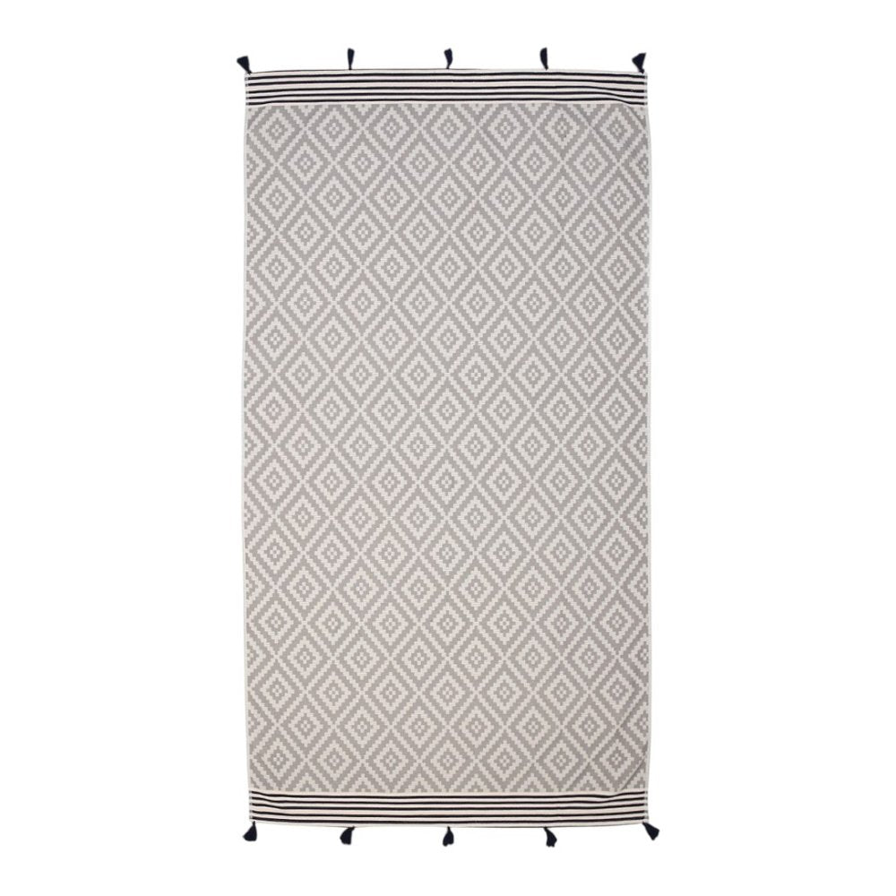 Gray Tribal Design Turkish Towel Beach Blanket