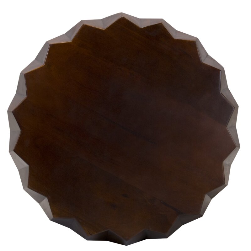 32" Brown Solid Wood Free Form Drum Coffee Table