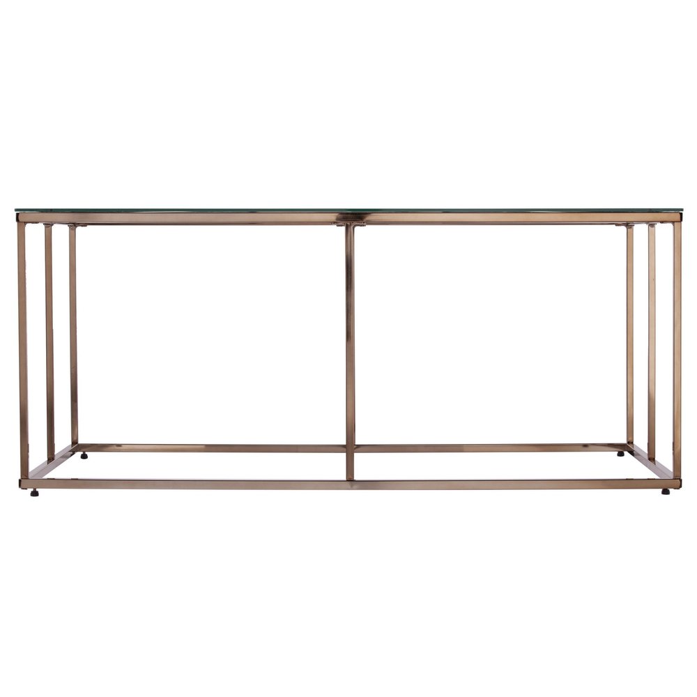 42" Clear and Champagne Glass and Metal Coffee Table