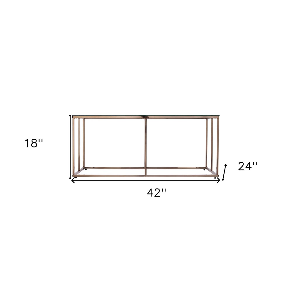 42" Clear and Champagne Glass and Metal Coffee Table