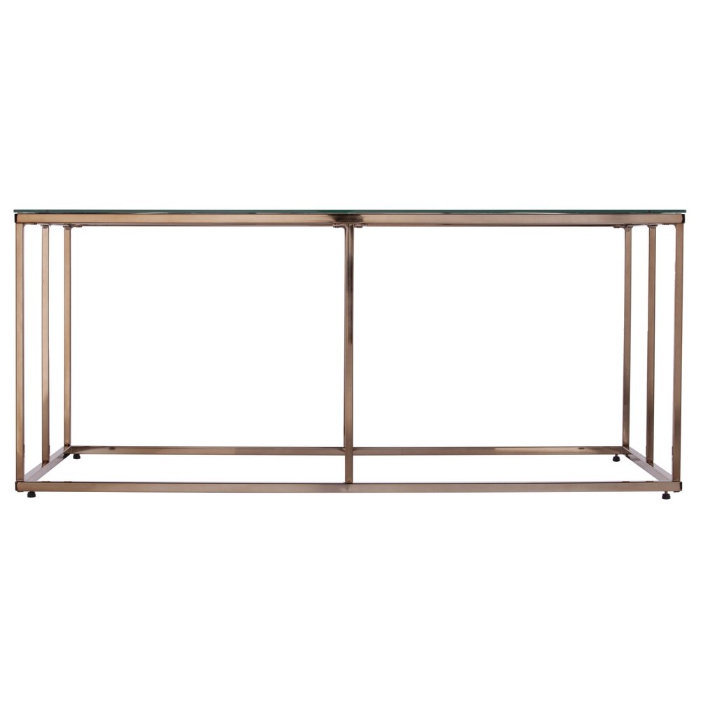 42" Clear and Champagne Glass and Metal Coffee Table
