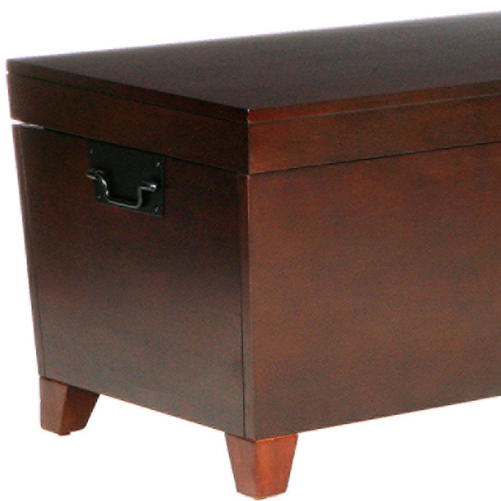 39" Brown Wood With Iron Trunk Coffee Table