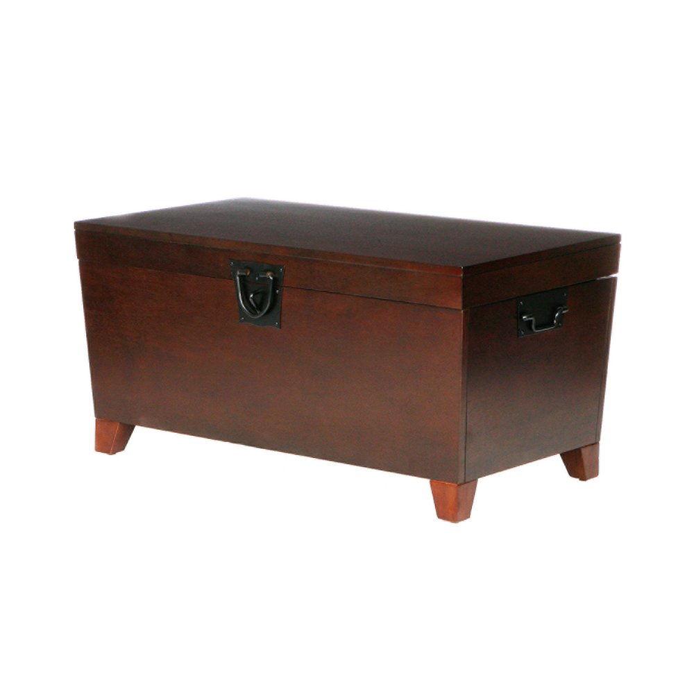 39" Brown Wood With Iron Trunk Coffee Table