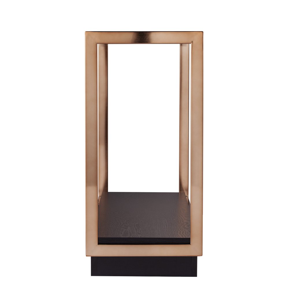 48" Clear Black and Champagne Glass Floor Shelf Console Table With Shelf