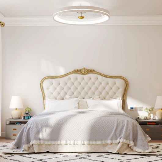 19 Inch Ceiling Fan Low Profile Flush Mount Fan with 3000-6500K Dimmable LED-White