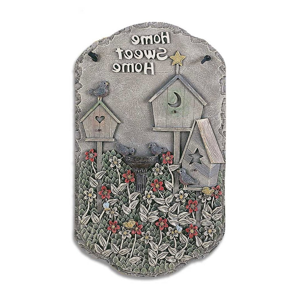 13" X 8" Gray And Ivory Bird Home Sweet Home Polyresin Wall Decor