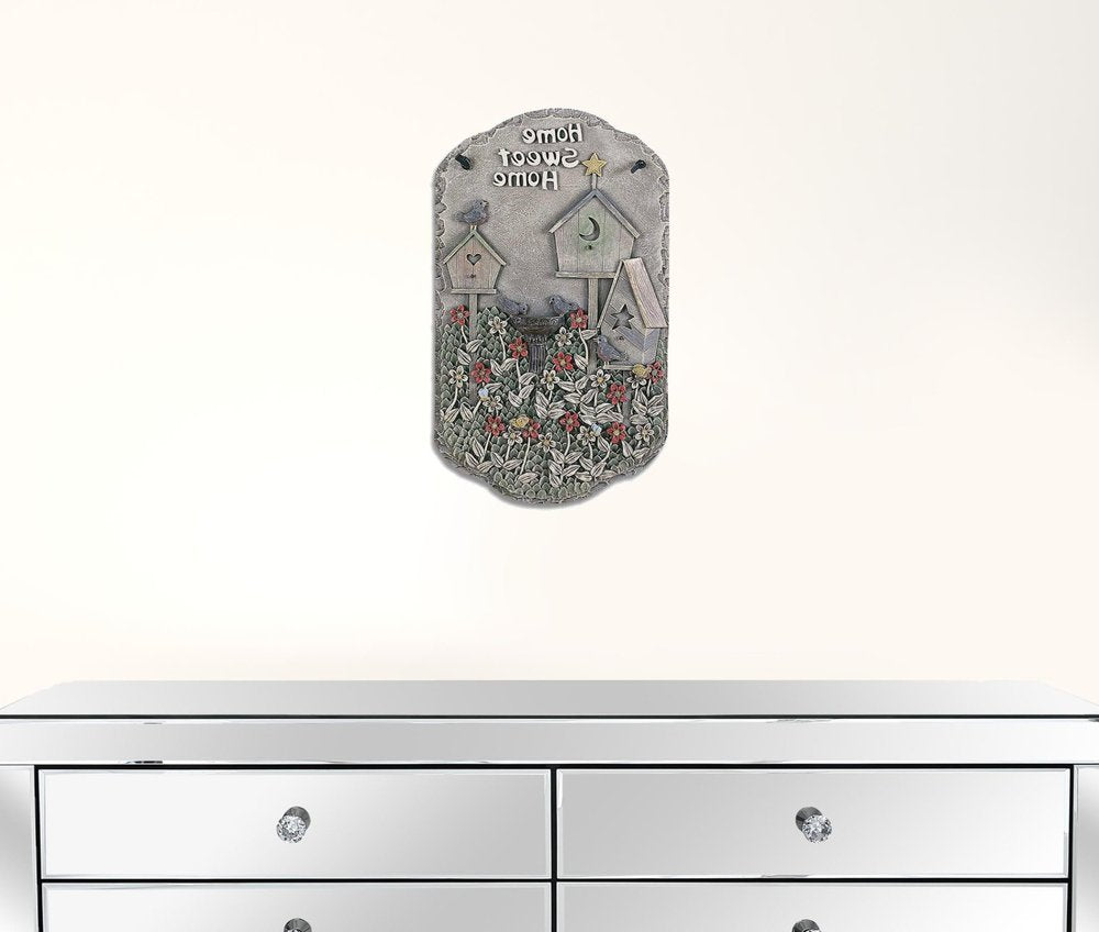 13" X 8" Gray And Ivory Bird Home Sweet Home Polyresin Wall Decor