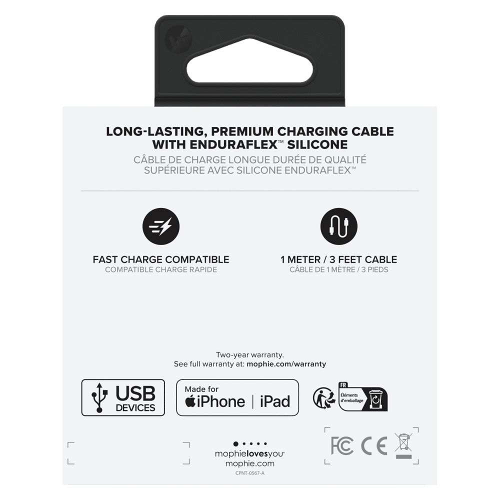 mophie USB A to Apple Lightning 3ft Black by mophie