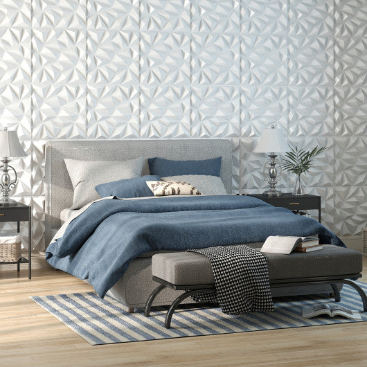 40-Pack 3D Wall Panels with Decorative Diamond Patterns-White