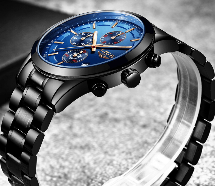 Men's Waterproof Watch With Chronometers And Date Display Unique Design Perfect Gift