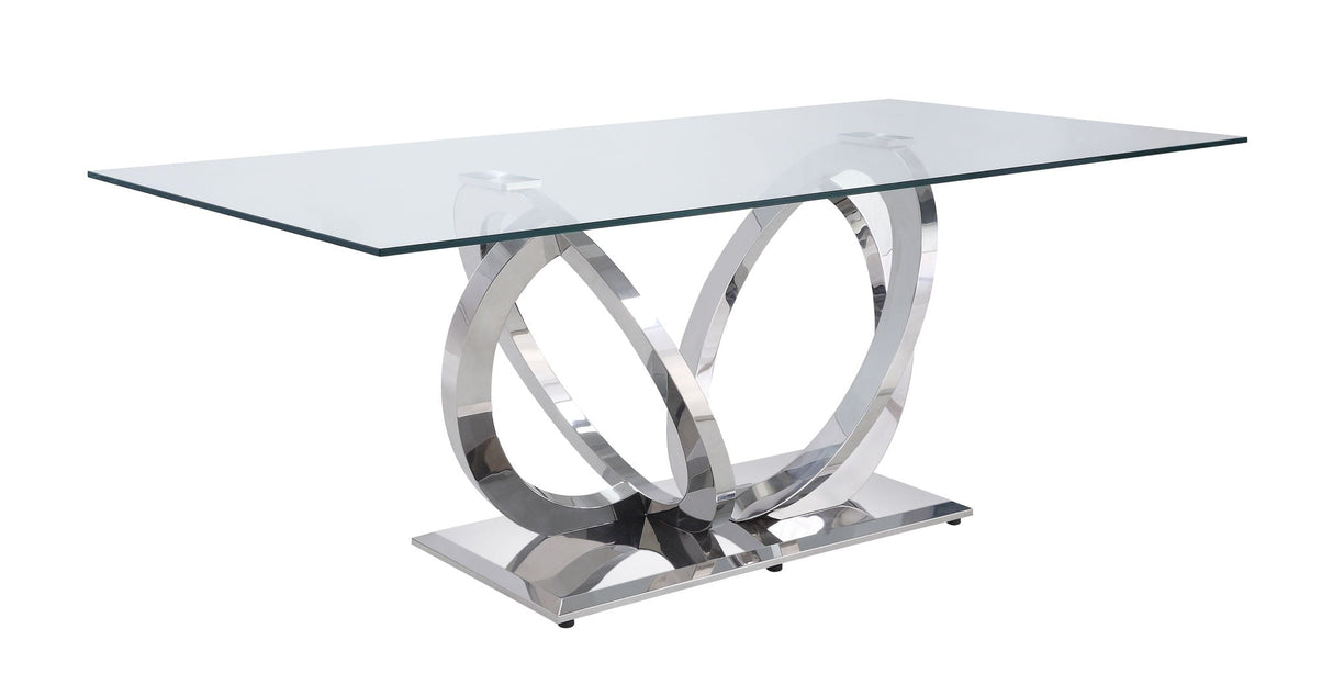 Finley - Clear Glass Top Mirrored Dining Table - Silver by Couch.com