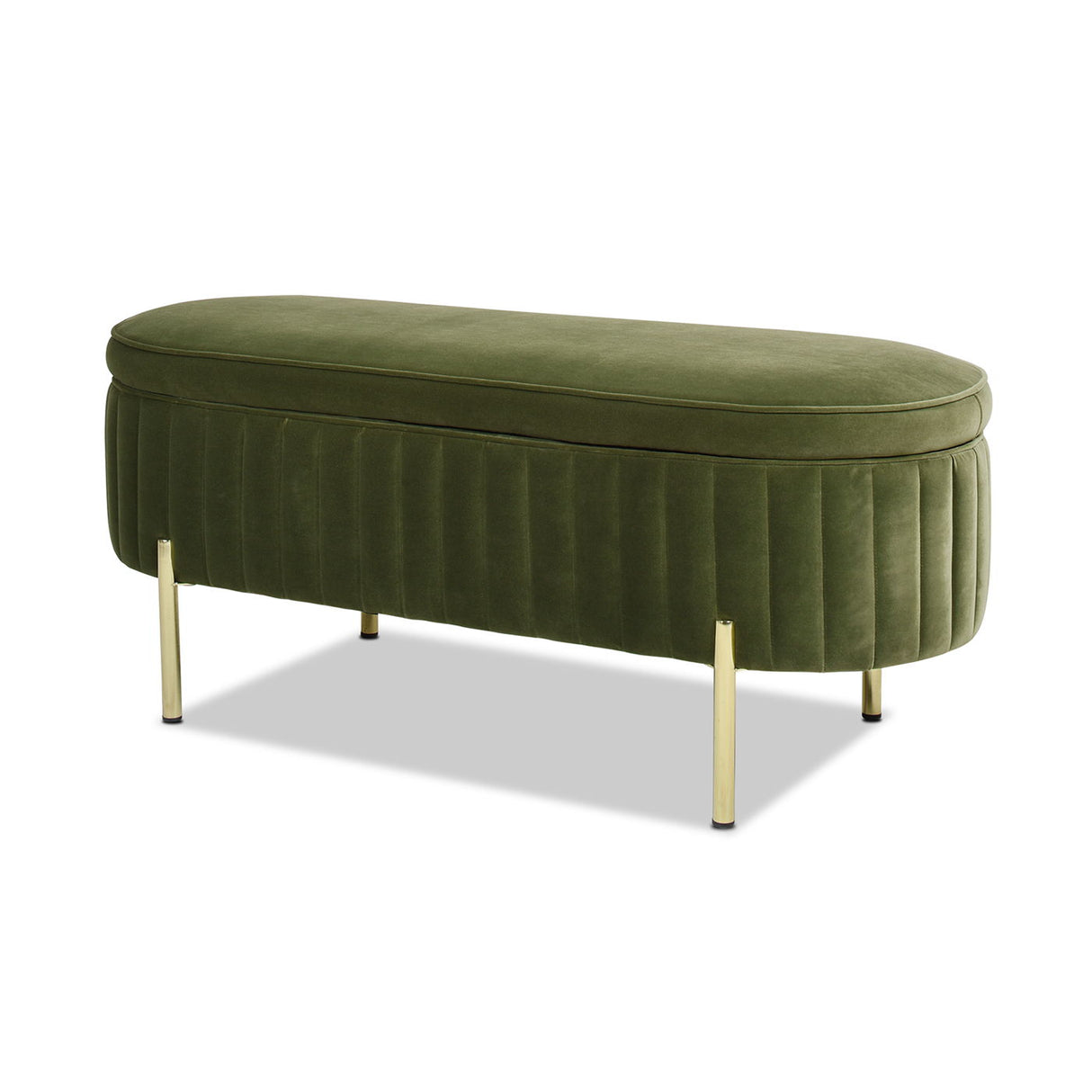 Chloe - Modern Glam Storage Bench - Olive Green by Couch.com