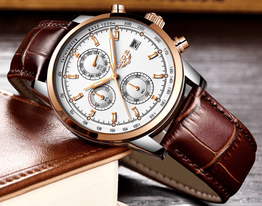 Men's Waterproof Watch With Chronometers Date Display And Fluorescent Pointers Excellent Look Perfect Gift