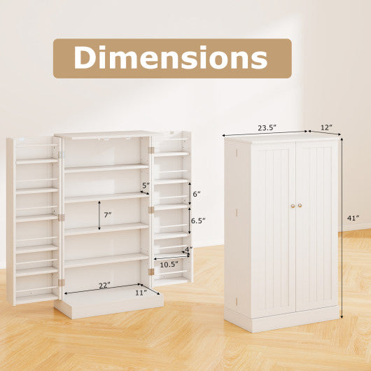 41 Inch Tall Pantry Cabinet Kitchen Storage Cabinet with Doors and Shelves-White