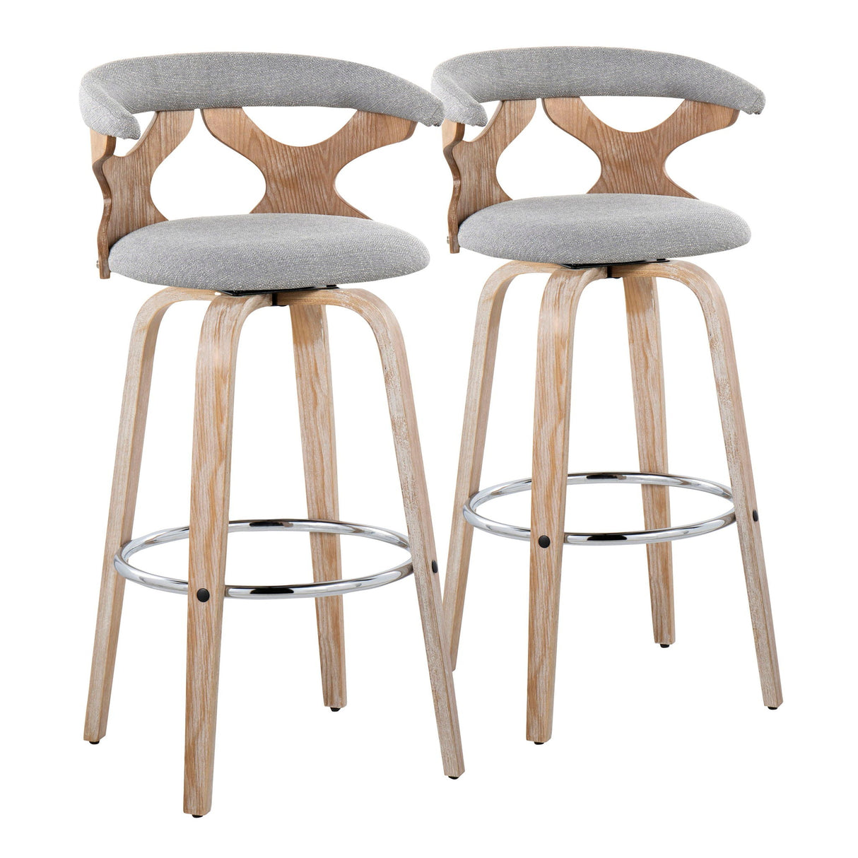 Gardenia - Contemporary Fixed Height Barstool With Swivel With Round Footrest (Set of 2) by Couch.com