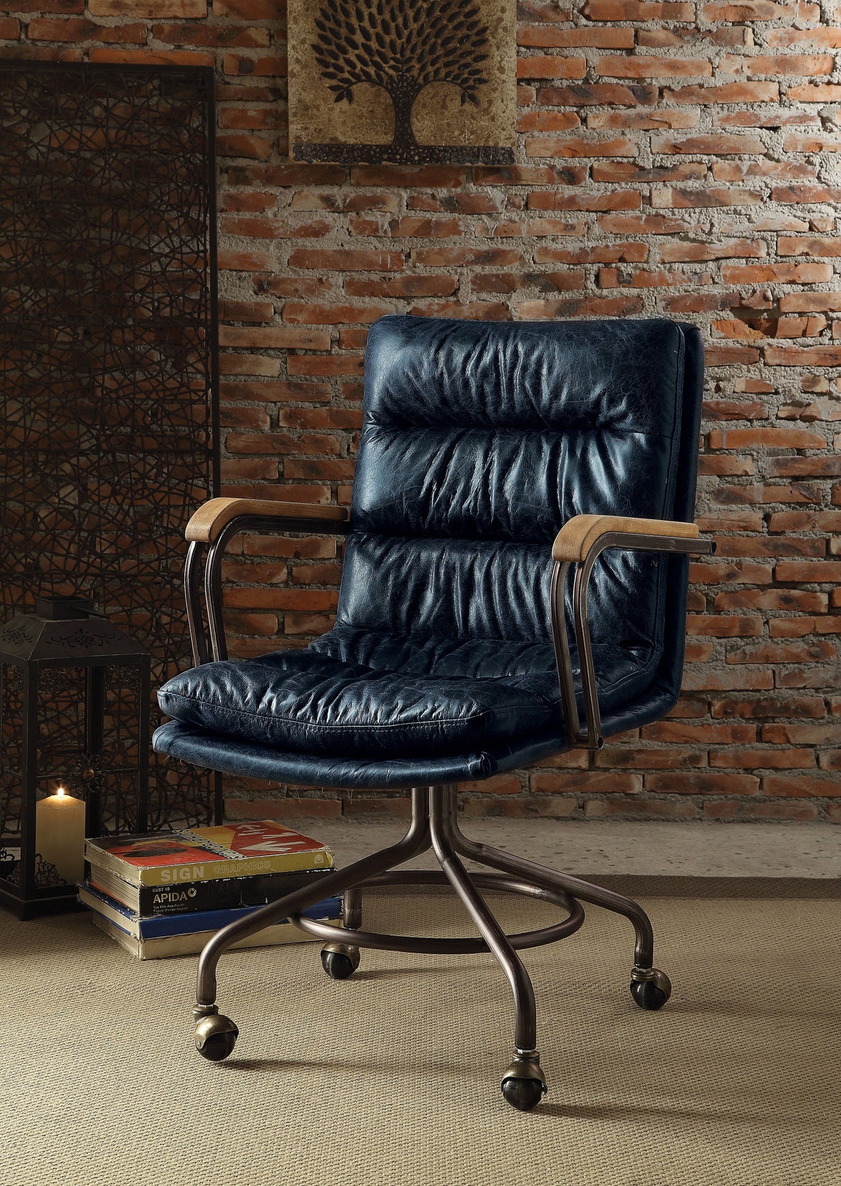 Harith - Retro Top Grain Leather Office Chair by Couch.com