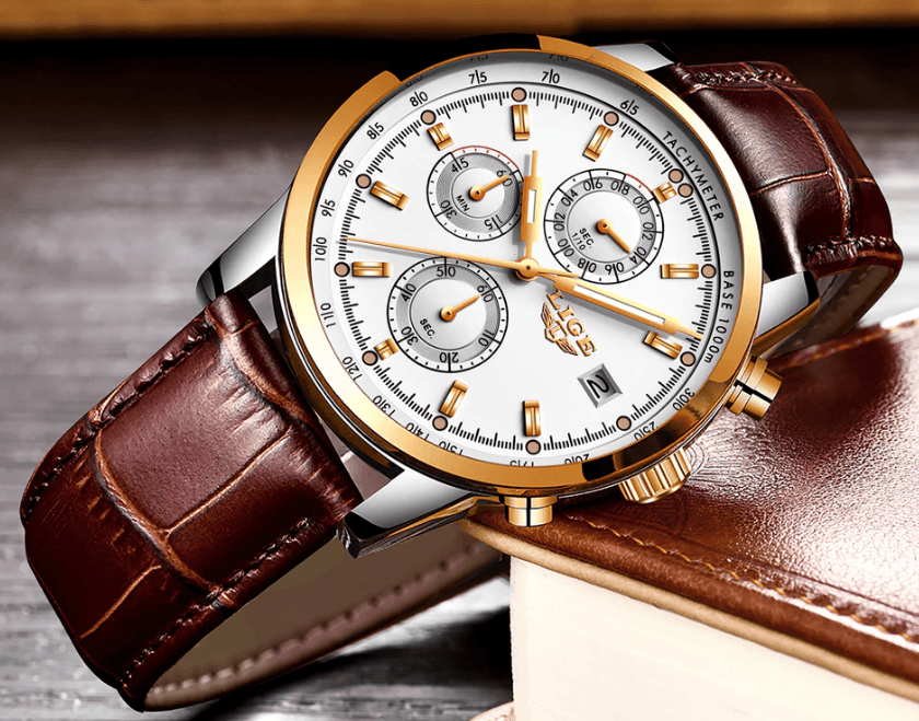 Men's Waterproof Watch With Chronometers Date Display And Fluorescent Pointers Excellent Look Perfect Gift