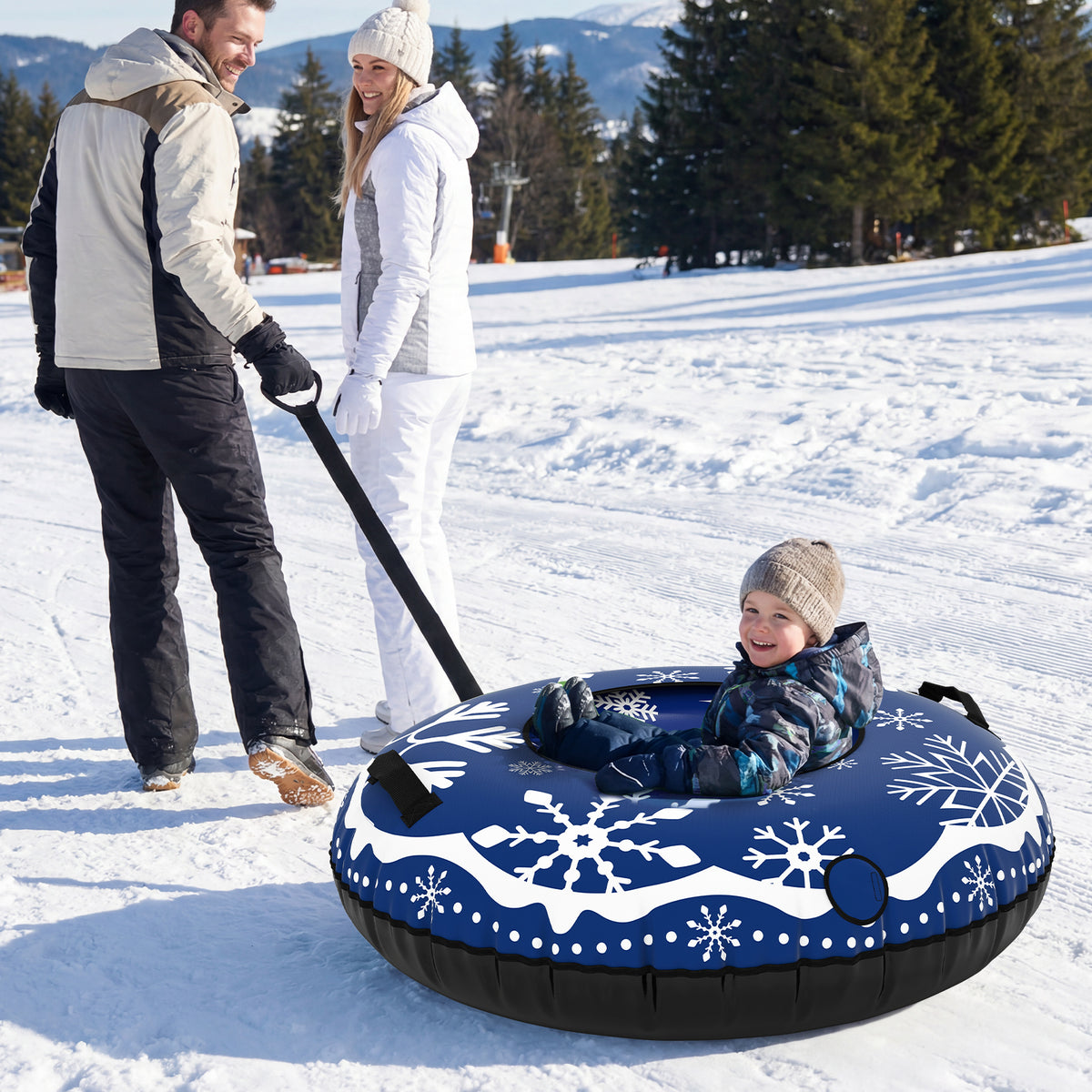 42" Heavy-duty Inflatable Snow Tube with Detachable Tow Strap-Blue