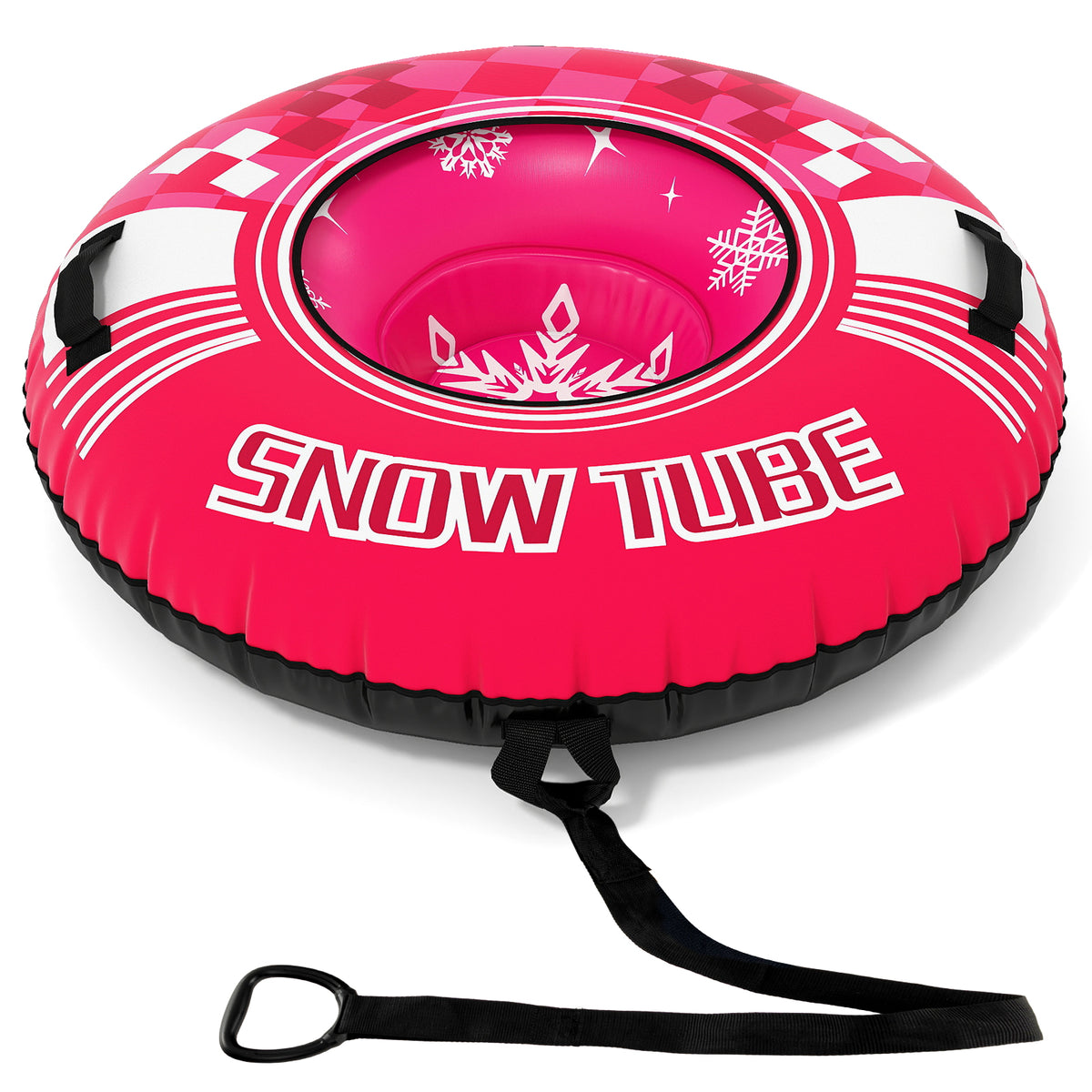 42" Heavy-duty Inflatable Snow Tube with Detachable Tow Strap-Pink