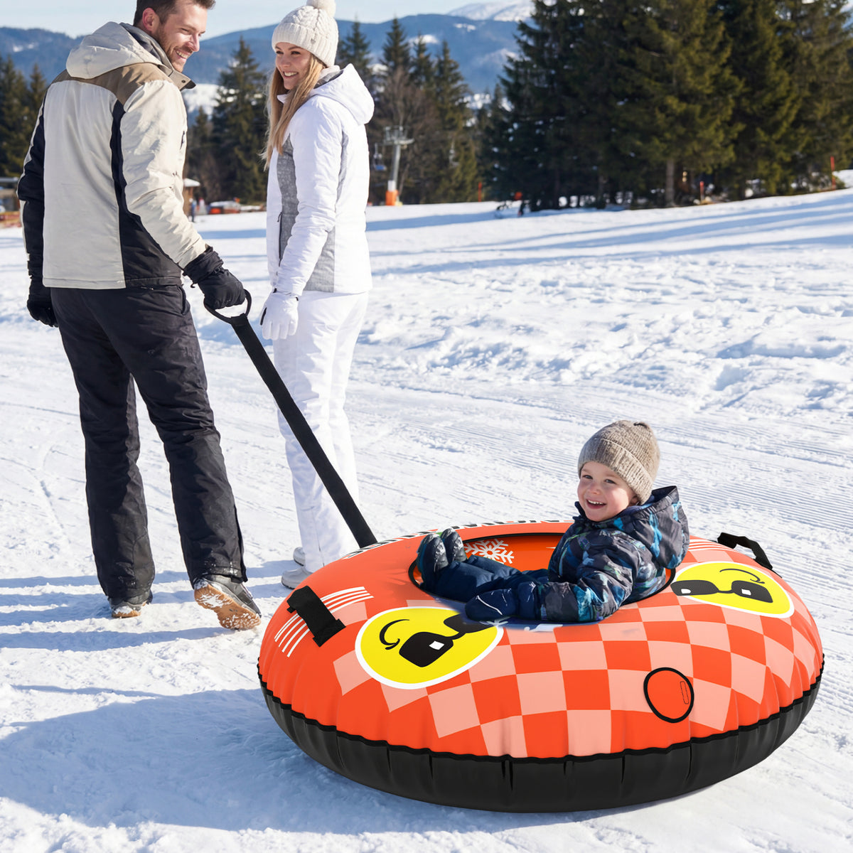 42" Heavy-duty Inflatable Snow Tube with Detachable Tow Strap-Orange