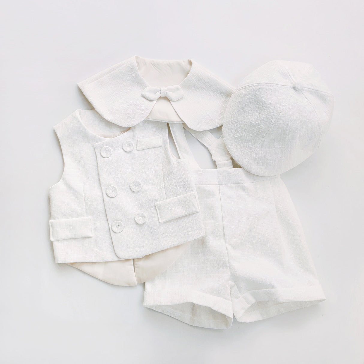 Casual White Children Vest Suit