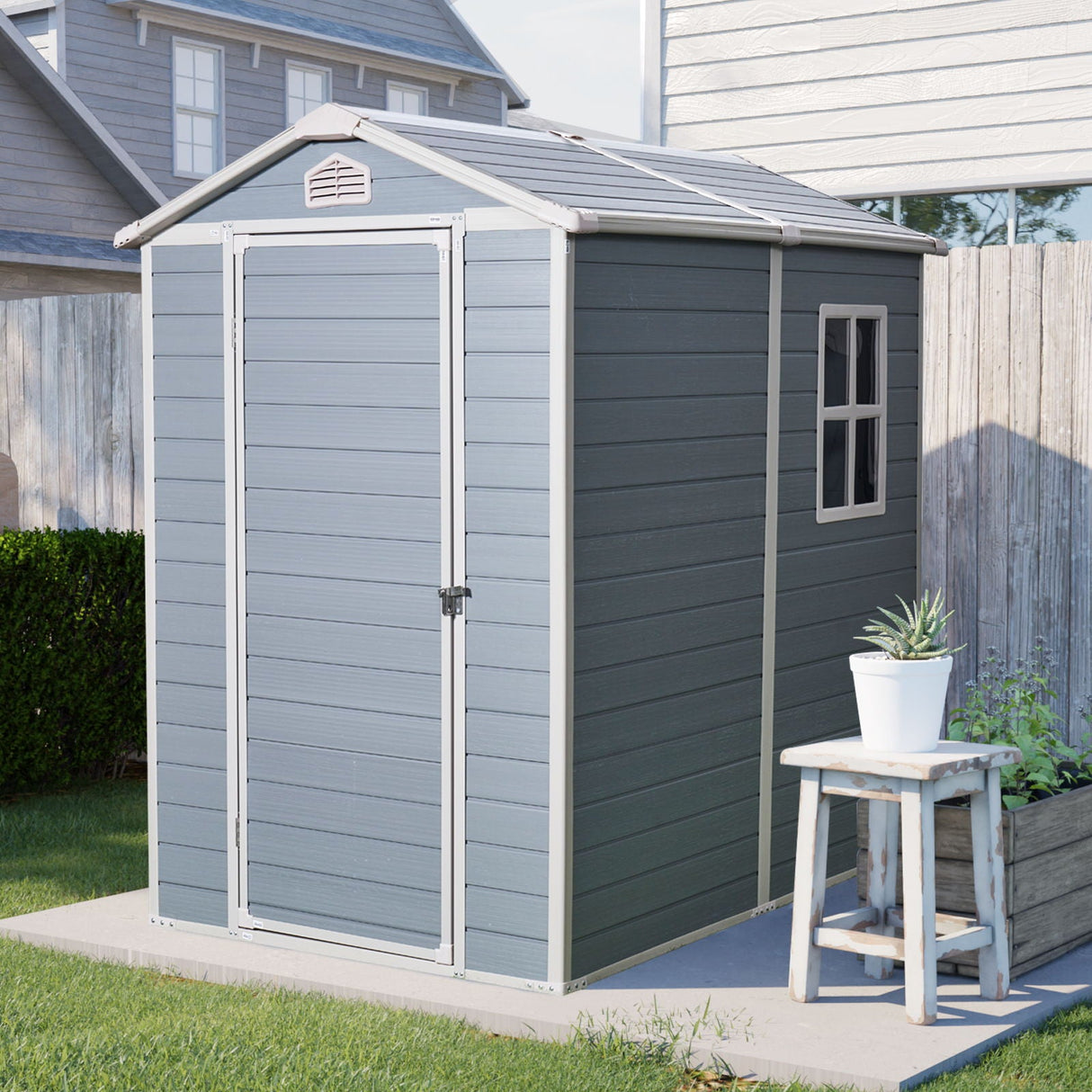 4X6Ft Resin Outdoor Storage Shed Kit-Perfect To Store Patio Furniture - Gray by Couch.com