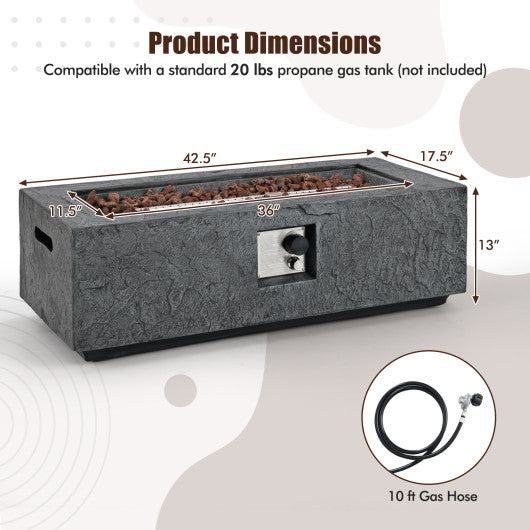 42.5 Inch 50000 BTU Fire Pit Table Set with Stainless Steel Burner