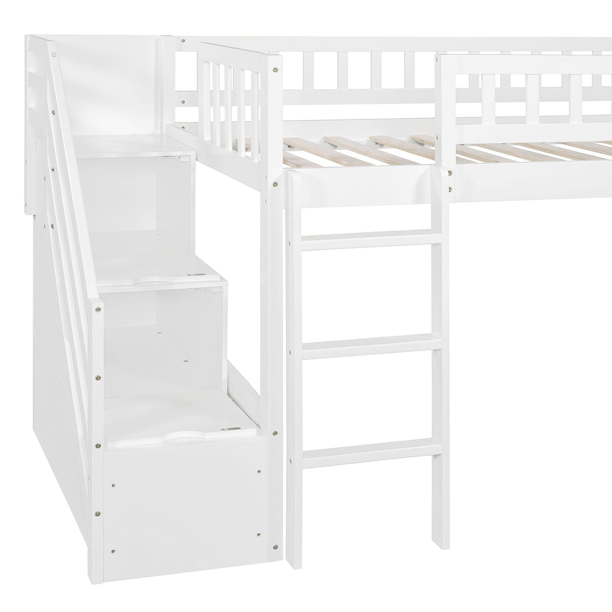 Loft Stairway Bed With 2 Drawers, Convertible Ladder And Slide by Couch.com