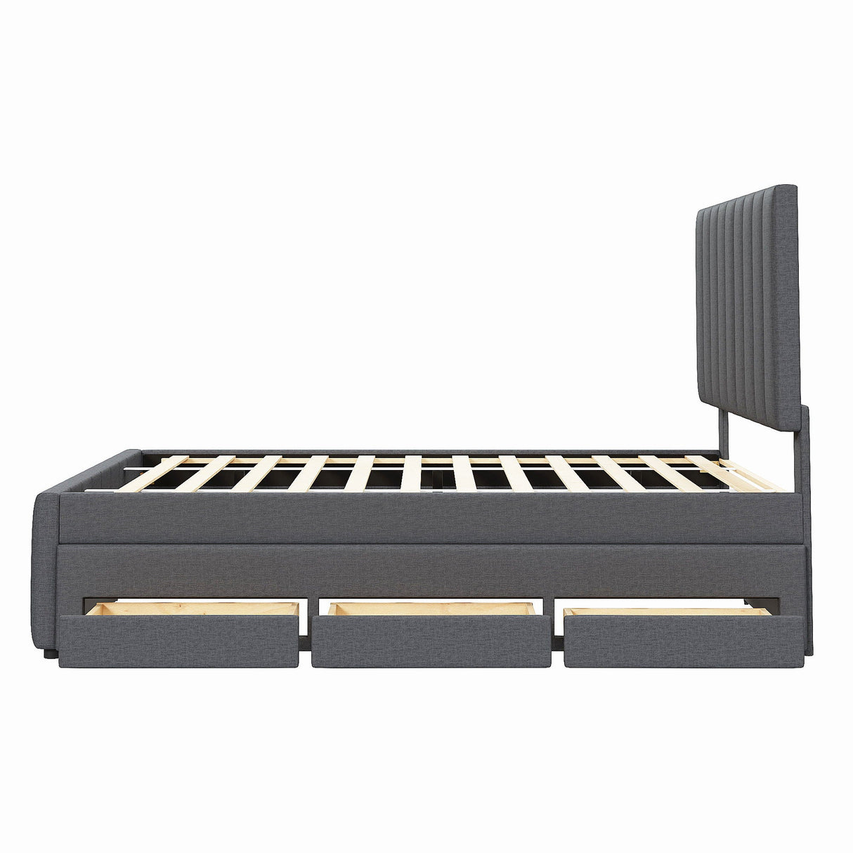 Upholstered Platform Bed With Twin Size Trundle And 3 Drawers by Couch.com
