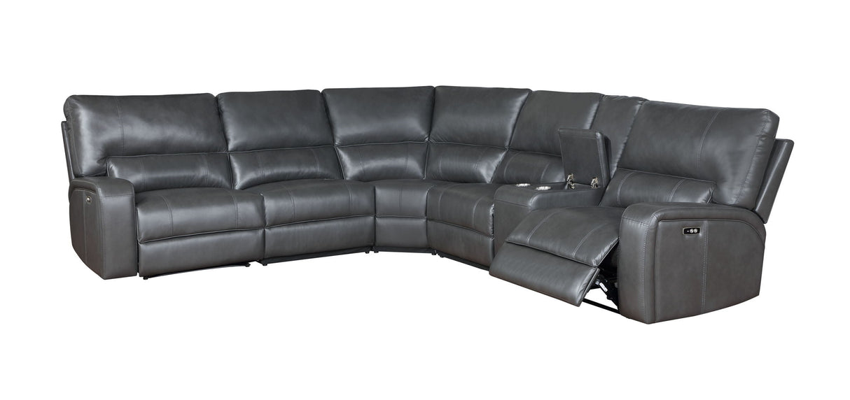 Saul - Power Recliner Sectional Sofa With USB Port Cupholder Console by Couch.com