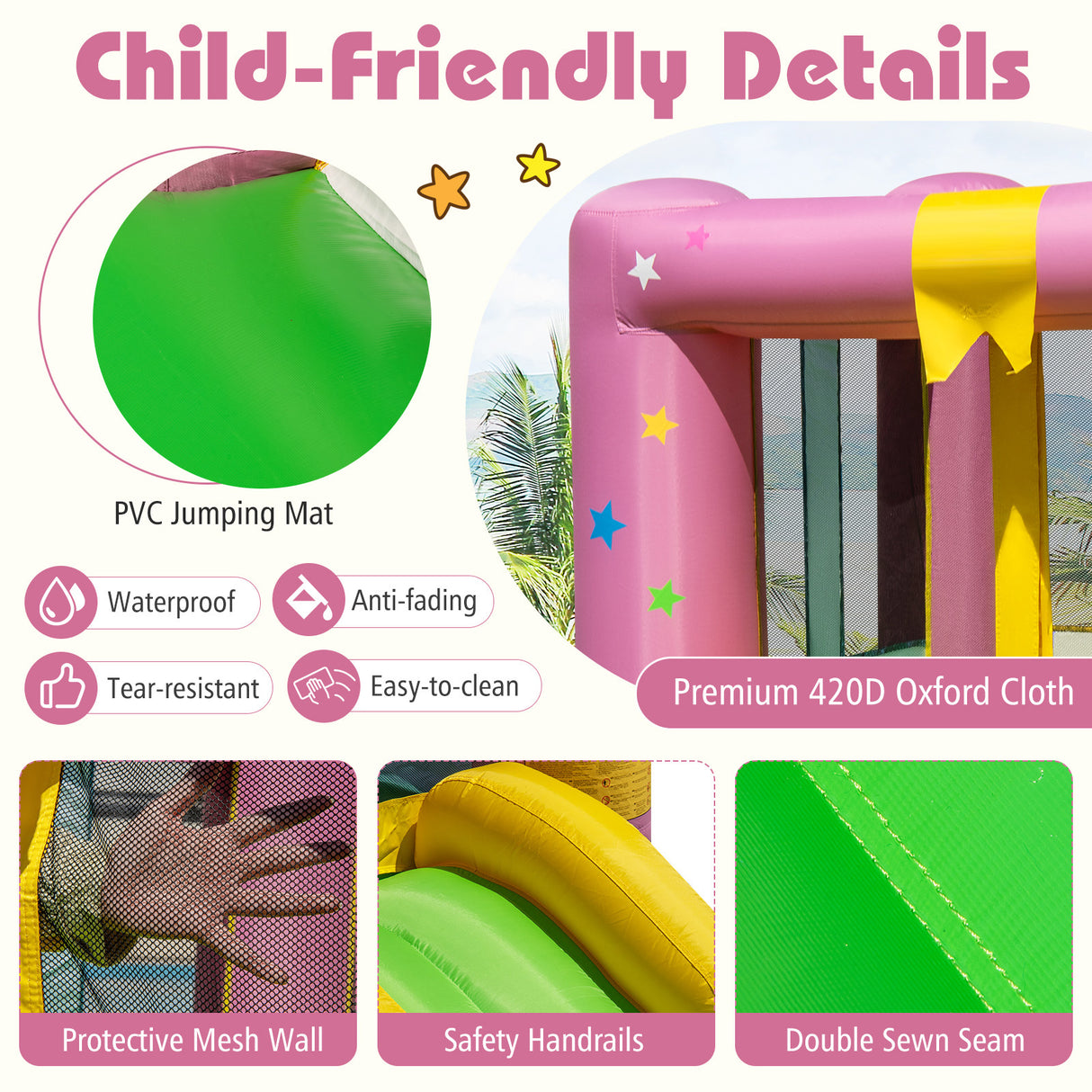 Bouncy Castle with Jumping Area and 520W Blower